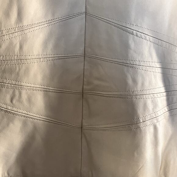 Women Leather Jacket Cream Genuine Leather Moto Zip In/Out Lining Pockets SZ L - Picture 6 of 14